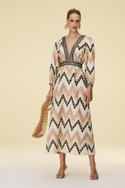 VESTIDO CAFTAN CHEVRON