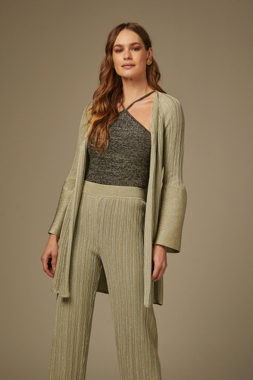 CARDIGAN TRICOT CANELADO LUREX