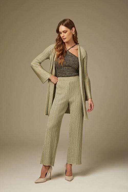 CALÇA TRICOT CANELADO LUREX